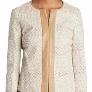 Tory Burch woven leather shell natural jacket US 8